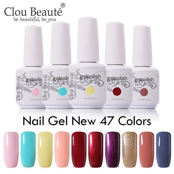 

clou beaute 15ml gel nail polish 47 colors led uv nail gel lacquer nude pink red soak off lak enamel uv varnish, Red;pink