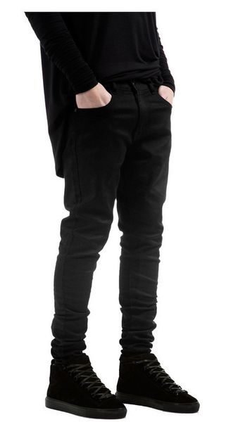 

slim fit men jeans strech denim pants hole jean homme, Blue