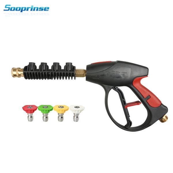 

high pressure washer water gun wand tips pistol short spray gun jet lance nozzle 4 quick-coupler spray nozzle,4000 psi 2019new