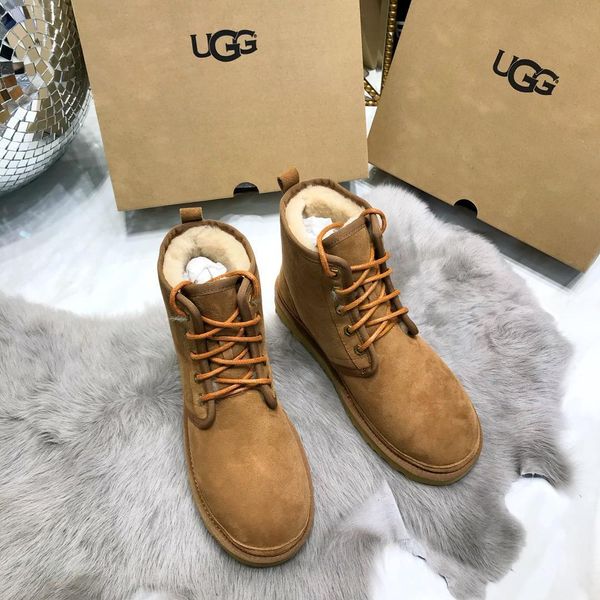 

australia beige suede boots for men for sale casual classic waterproof sheepskin leather fur lined short winter snow boots for menss boots, Black