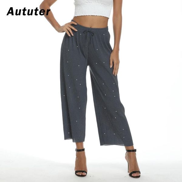 

2020 women casual loose wide leg pant womens elegant fashion preppy style trousers female pure color females palazzo pants#a3, Black;white