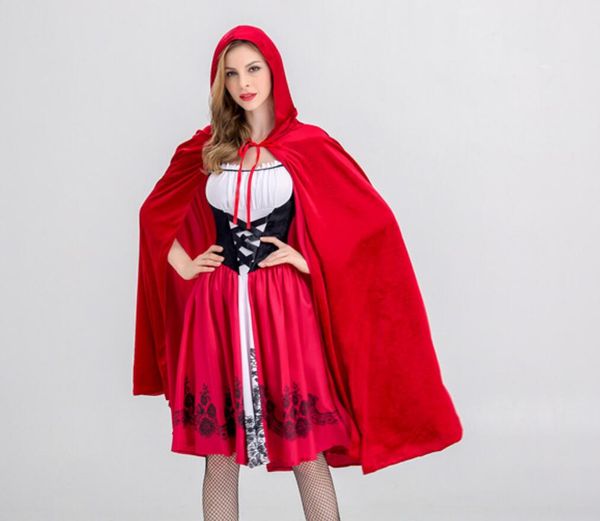 

new arrival womens halloween suit designer womens suits luxury little red riding hood costume for women cloaks + dresses size s-xl cosplay, Black;red