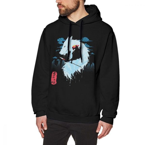 

princess mononoke miyazaki hayao sweatshirt boy harajuku homme hoodies pure cotton s-6xl big size, Black