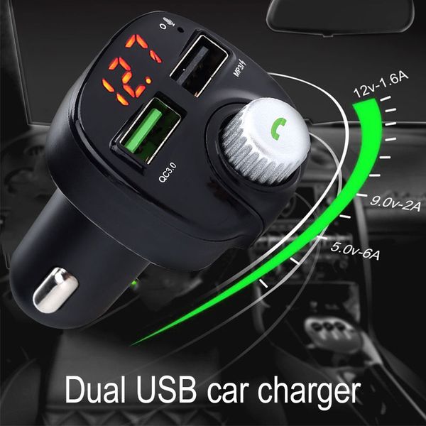 

vehemo qc 3.0 dual usb music fm transmitter mic bluetooth car kit mp3 automobile stereo
