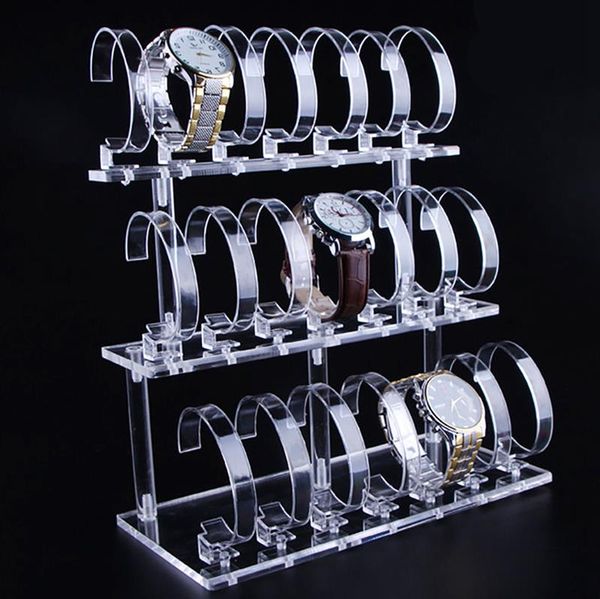

transparent acrylic watch display stand creative detachable multi-purpose watch stand jewelry display window, Pink;blue