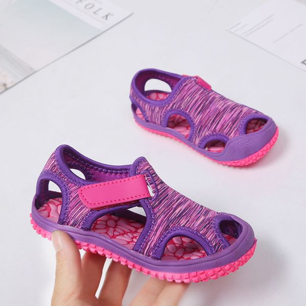 

sandals mhyons 2021 children's boys beach shoes solid bottom soft wear non-slip girls baby toddler kids barefoot, Black;red