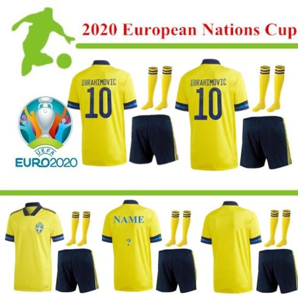 

size s-2xl 19 20 sweden home soccer jerseys men sets +sock 2020 european cup national team kallstrom forsberg camisetas football shirt, Black
