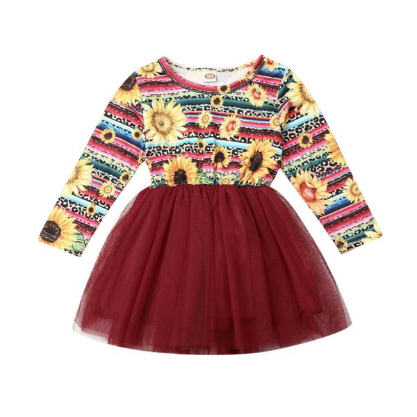 

us stock Â infant baby girl flower long sleeve party tutu dress outfit clothes set, Red;yellow