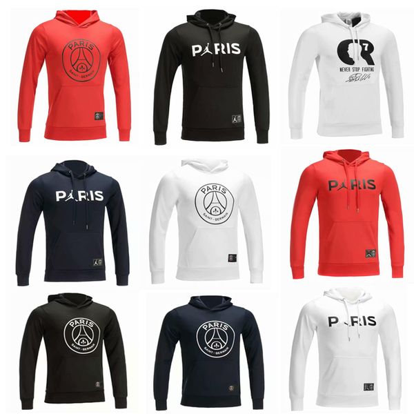 

2019 mbappe ronaldo third hoodie psg soccer training suits paris 18/19 survetement champions league jacket tracksuit cavani football shirts, Black