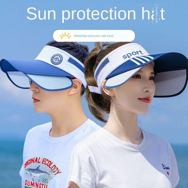 

couple matching sun men women summer couple sunscreen uv fashionable face covering large brim hat ess hat, Blue;gray