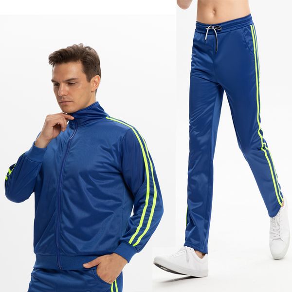 

latest men's tracksuit 2pcs/set gym fitness compression sports suit clothes running jogging sport wear exercise workout tights, Black;blue