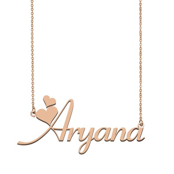 

aryana name necklace pendant for women girlfriend gifts custom nameplate children friends jewelry 18k gold plated stainless steel, Silver