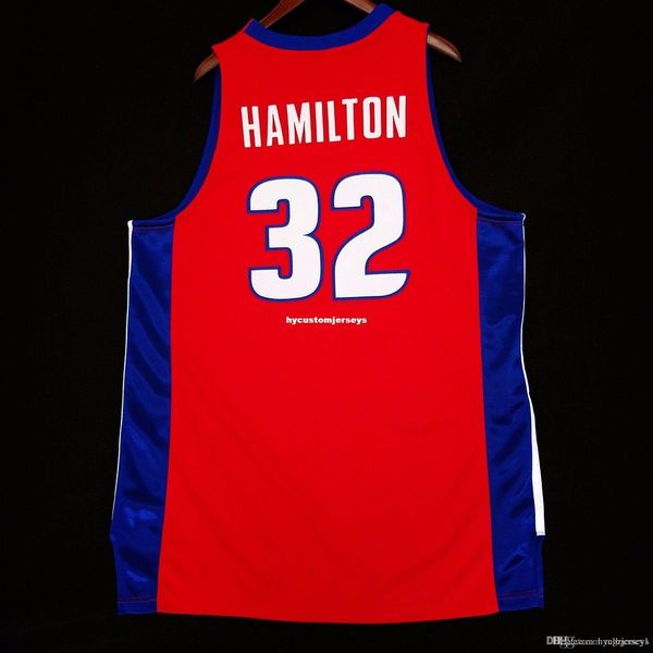 

100% stitched richard hamilton #32 away red wholesale jersey mens vest size xs-6xl stitched basketball jerseys ncaa, Black;blue