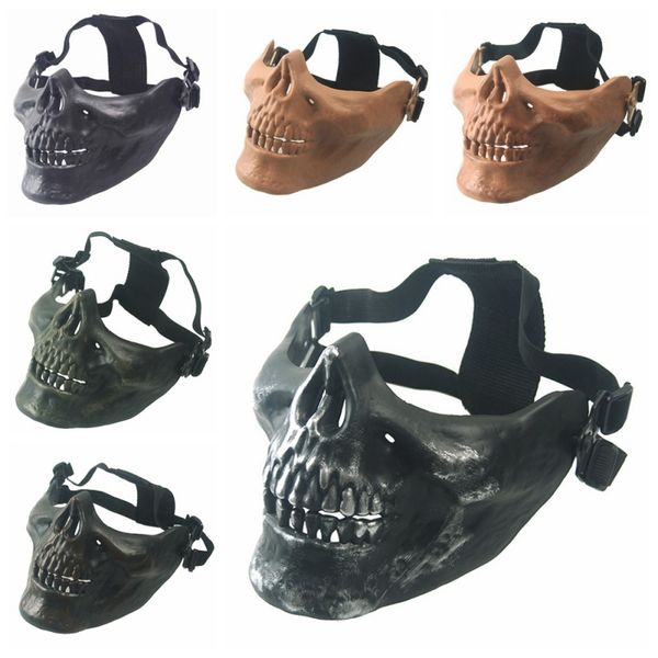 

1 pcs cycling mask skull skeleton paintball cs game half face protect mask halloween half face protective masks new, Black