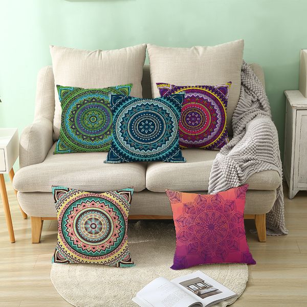 Boho-Stil-Druck-Kissenbezug, Mandala-Muster-Kissenbezug, weicher Pfirsichhaut-Sofa-Kissenbezug, böhmischer Kissenbezug, 40 Designs, DBC VT0844