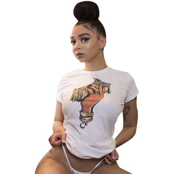 

2019 brand fashion luxury designer women womens t shirts summer dollar printed fashion street tees, White
