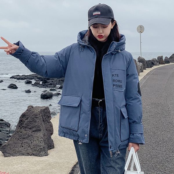 

winter women parkas jacket casual printed letters hooded parkas coat female winter thick warm loose sintepon jackets, Tan;black