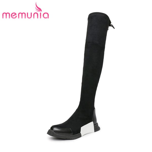

memunia 2018 over the knee boots fashion autumn winter shoes casual low heels thigh high boots simple women shoes, Black