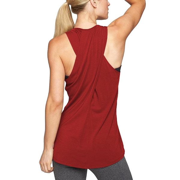 

women's cross back yoga shirt sleeveless racerback workout active tank gym sports vest sleeveless shirt fitness, White;red