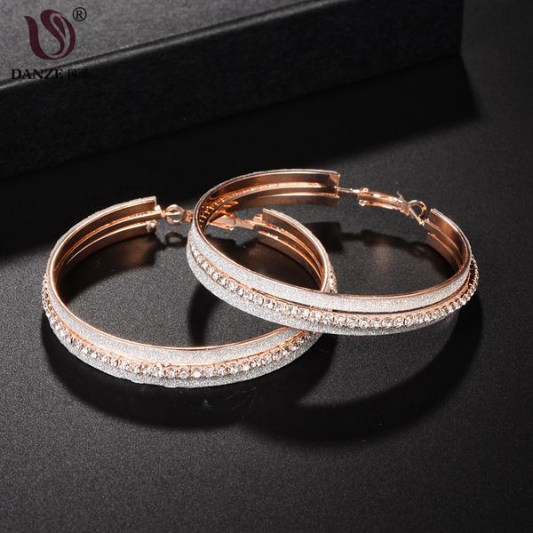 

danze модный ослепительная rhinestone розового золота цвета серьги обруча для женщин большой круг сплава серьги кристалл красоты подарка жен, Golden