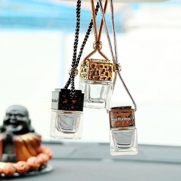 

portable travel mini car auto perfume storage bottles pendant glass bottle refillable hanging decoration ornament