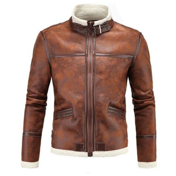 2019 Winter Men S Faux Fur Coat Fashion Male Biker Leather Jackets Fleece Lined Warm Jacket Plus Size Brown From Splendid99