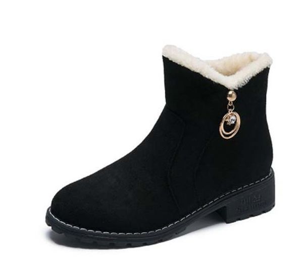 

female real leather boots with belt buckle women's shoes fashion waterproof boots high heels 037, Black