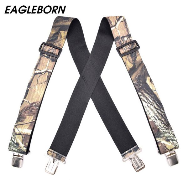 

2017 suspenders camouflage suspenders braces vintage outdoor straps bretelles 4clips suspensorio tirantes 5*125cm, Black;white