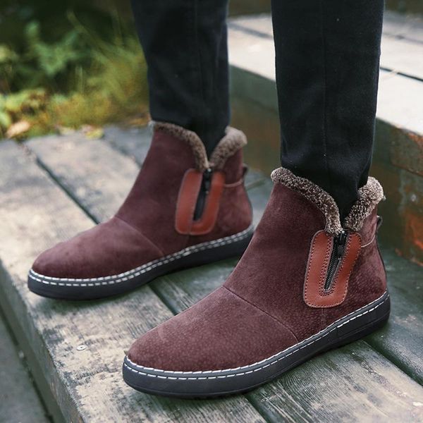 

men shoes autumn nice winter warm ankle boots vogue zipper boots casual solid low heel botas zapatos de hombre .28, Black