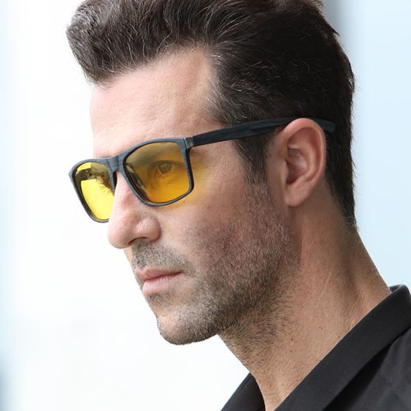

new fashion wood grain night vision sunglasses men vintage classic hd polarized sun glasses women bamboo grain uv400 gafas, White;black