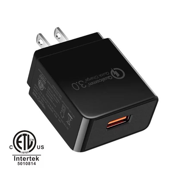

qc3.0 adaptive fast charging quick charge travel adapter home wall charger ul 60950 for samsung s9 note 9 s10 plus