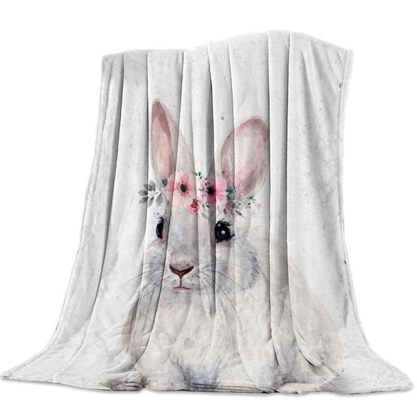

персонализированные одеяло домашнего текстиля венки головка кролики фланель weighted одеяло теплого мягкие бросьте диван-кровать путешествия