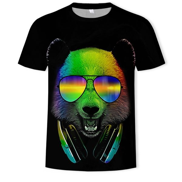 

mens designer casual dog 3d digital printing round collar short sleeve t-shirt, White;black