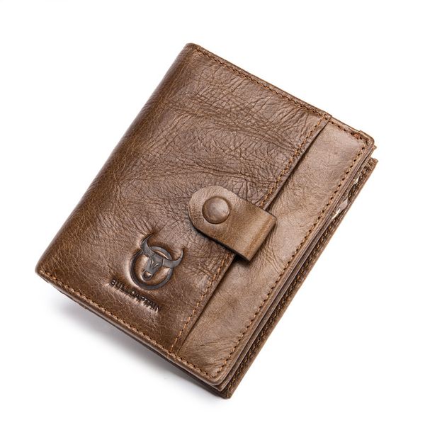 

bullcaptain genuine leather men wallet zipper men walet portomonee male short coin mini male purses card holder small coin purs, Red;black