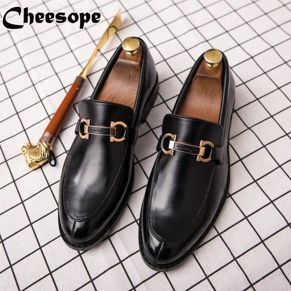 

men dress shoes high end luxury italian style fashion men formal shoes brand trend plus size business leather, Black