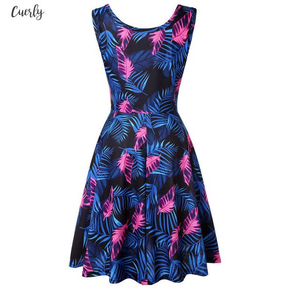 

2020 spring summer new women sleeveless print summer beach a line casual dress trim cute sweet party dress, Black;gray