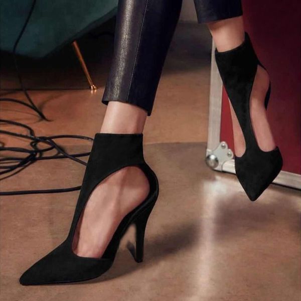 

eoeodoit women ultra high heels shoes pointed toe back zip closure side empty party club pumps 12 cm stiletto heels sandals, Black