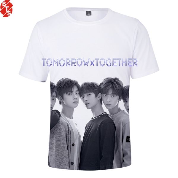 

txt tomorrow x together 3d printed t-shirts women/men summer short sleeve t shirts 2019 kpop fashion streetwear clothes, White;black
