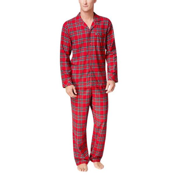 

kwinter plus size father mother child fashion christmas home warm pajamas red striped plaid family matching clothes, Blue