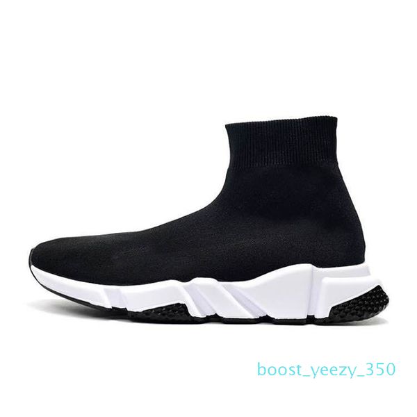 

all new speed trainers knit sock shoe original luxury designer mens womens sneakers high casual shoes runner b35, Black