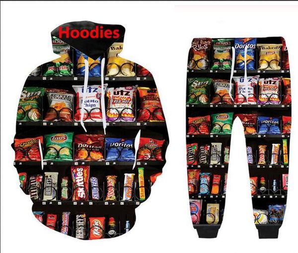 

горячий набор из двух частей мужчины женщины повседневные спортивные костюмы 3d печать торговый автомат мода толстовки с капюшоном + брюки т, Gray