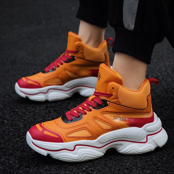 

bomkinta big size 46 men sport athletic shoes orange platform sneakers light hard-wearing man boy running shoes high quality