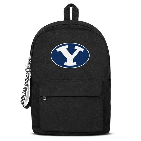 

classic byu cougars dark blue logo canvas bookbag basic backpack durable and convenient school student traveling daypack gray camouflage