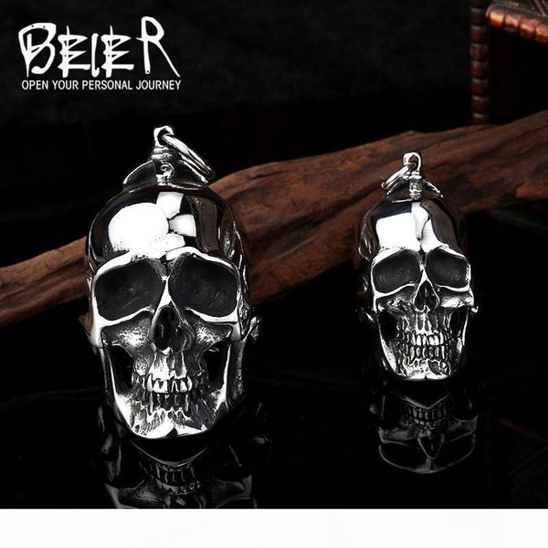 

beier new big stainless steel 3d pendant neckalce for man biker punk collection skull jewelry bp8-042