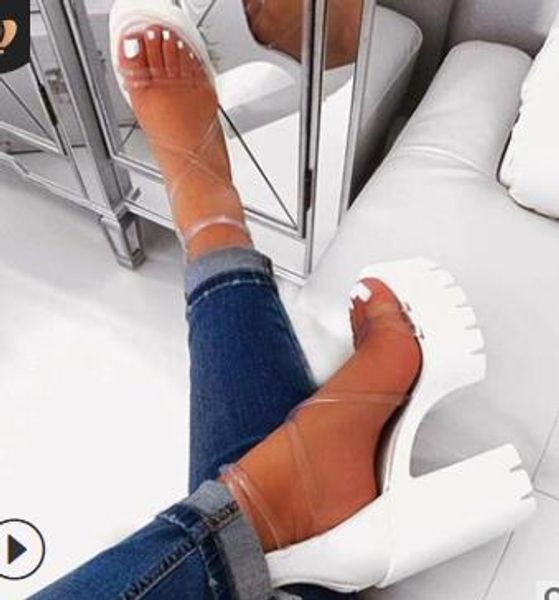 

women's sandals 2020 summer new women's shoes fashion waterproof platform high-heeled sandals women, Black