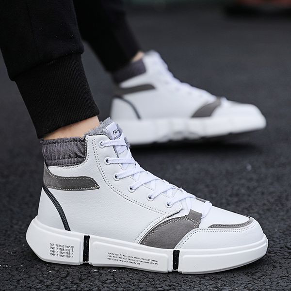 

2019 autumn new men's high to help warm cotton shoes casual sports korean style of tide shoes all matching sneakers size 39-44, Black