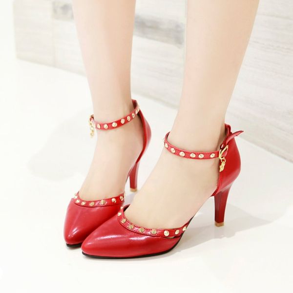 

big size 11 12 13 14 15 16 17 high heels sandals women shoes woman summer ladies women's shoes with spike and shallow mouth, Black