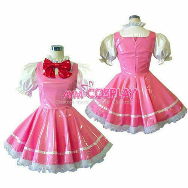 

pvc sissy maid dress lockable sissy boy cross dressers tailor-made, Black;red