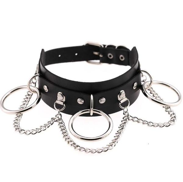 ROCK RARA O Chain Leather Choker Necklace