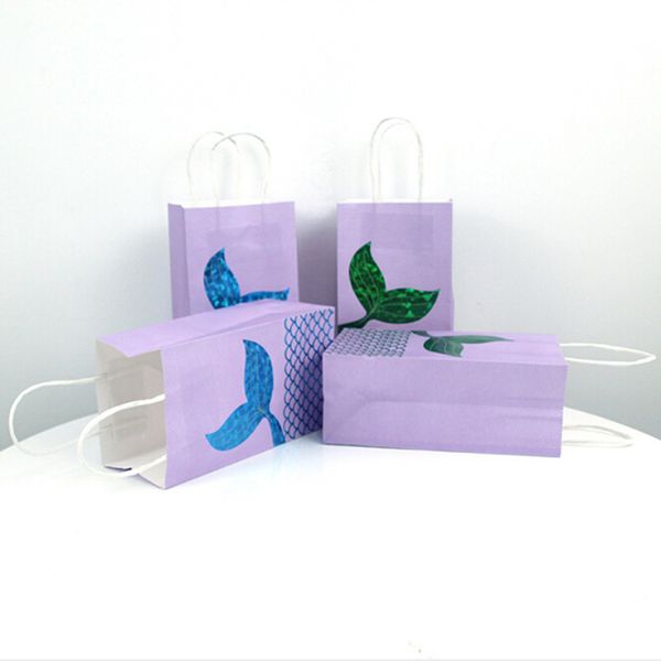 

6pcs/set mermaid tail paper bag kraft paper packaging bag gift baby shower birthday candy box birthday party favor supplies